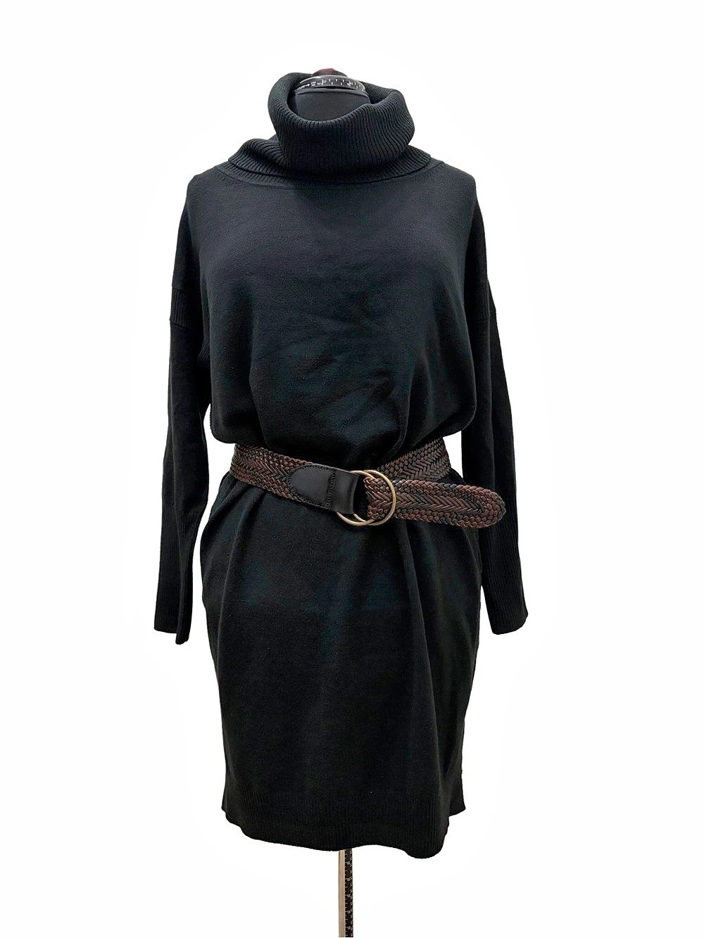 French Connection Babysoft Turtleneck Sweater Dress Black L